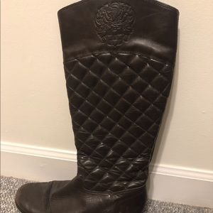 Vince Camuto Brown Quilted Riding Boots
